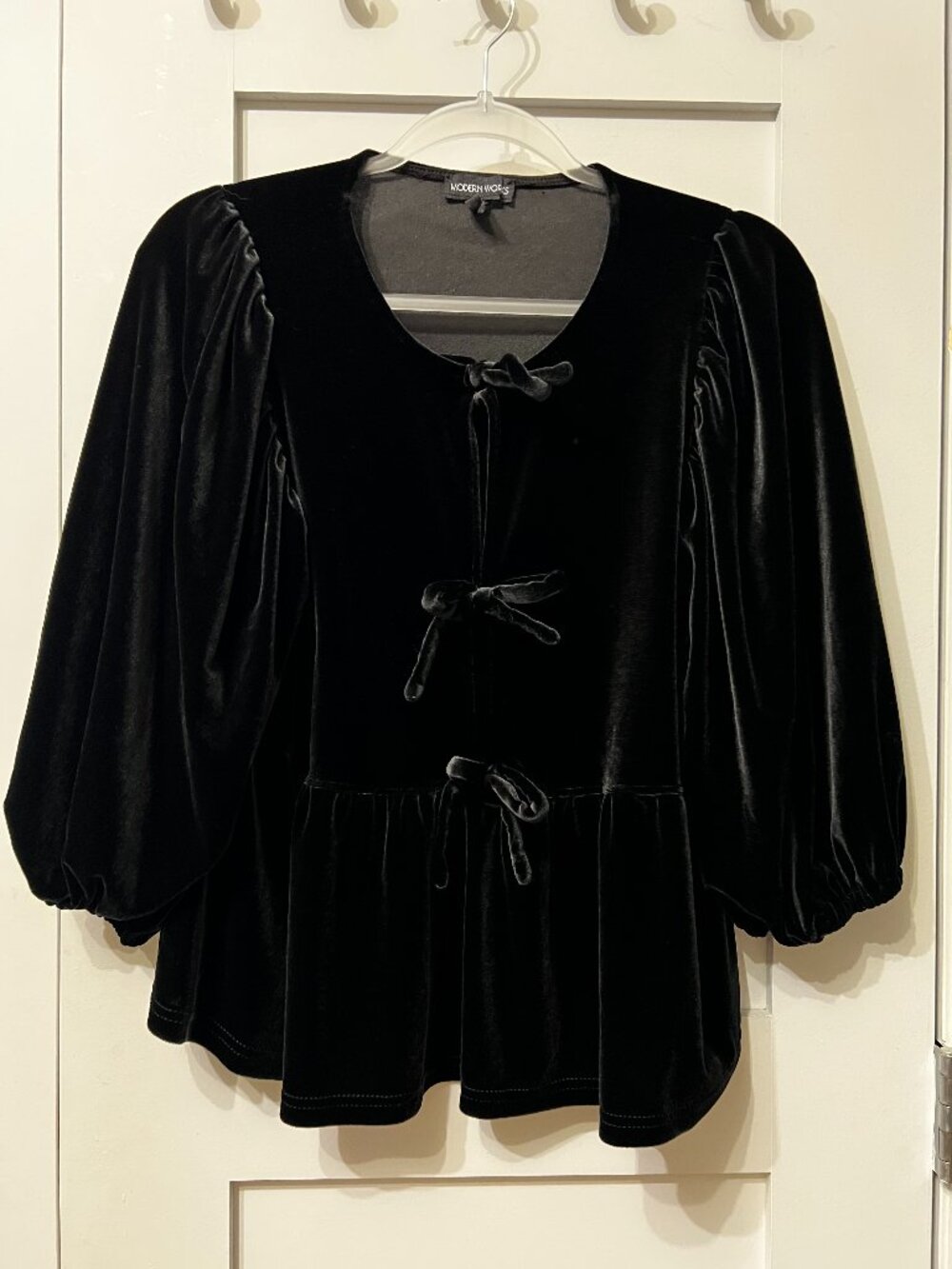 Velvet bow blouse